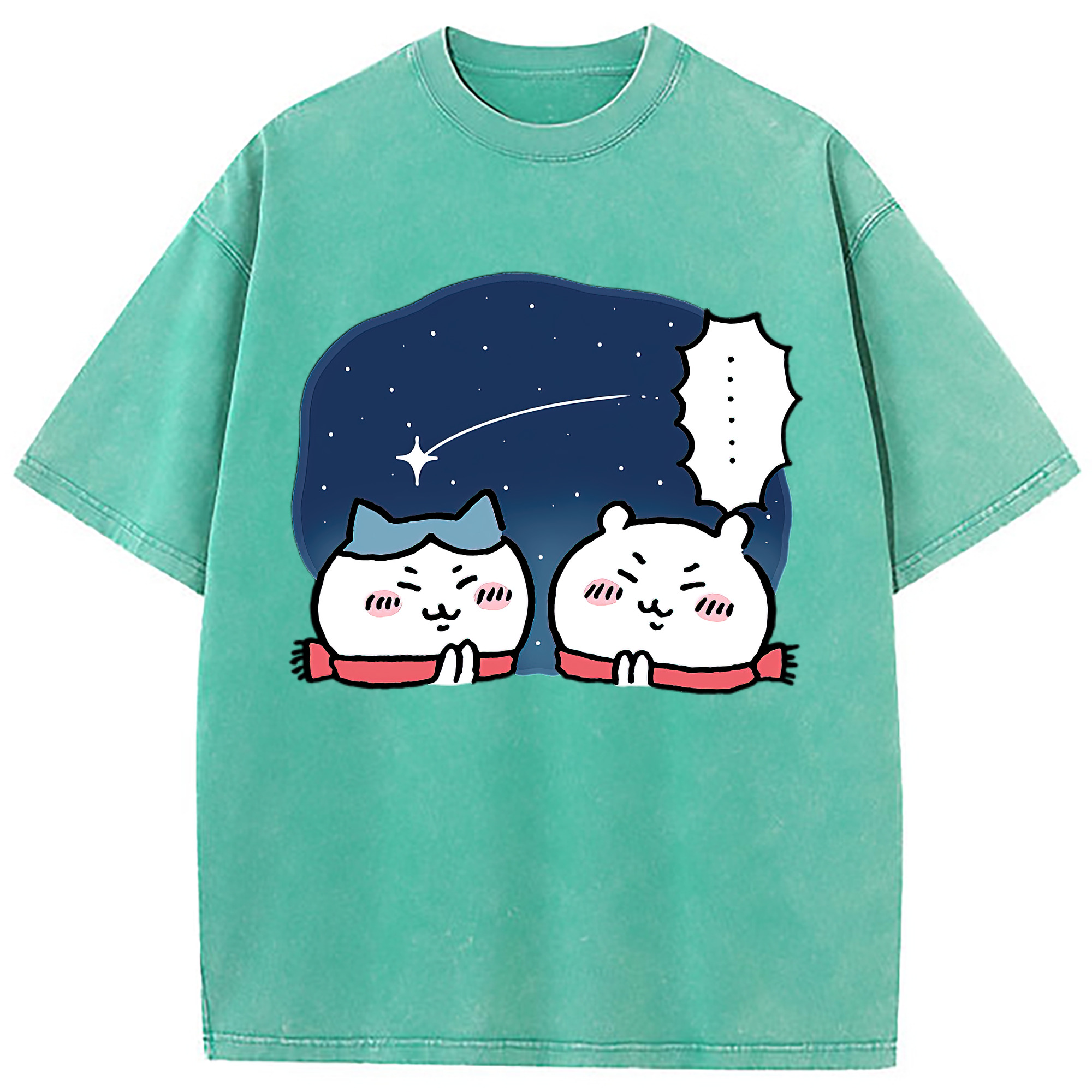 （画像用） ちいかわ ハチワレ Chii-kawa hachiware 綿100% ヴィンテージ風 半袖Tシャツ（フロントプリント）